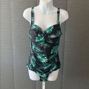 Tropical Leaf Print Retro-Style Swimsuit